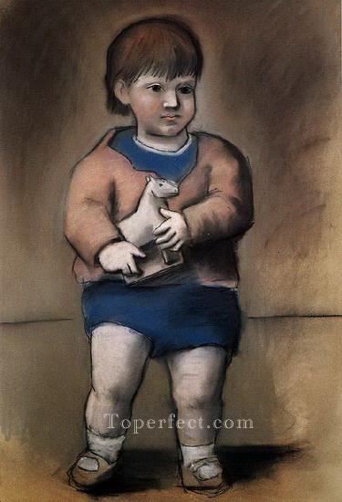 おもちゃの馬を持つ子供 パウロ 1923年 キュビズム パブロ・ピカソ油絵